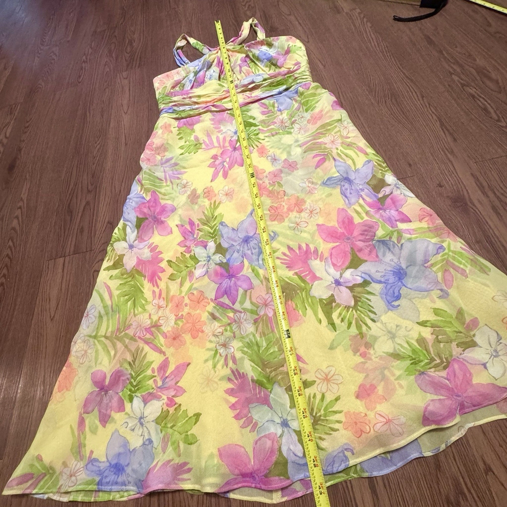 NWT Anne Klein Vintage 100% Silk Midi Dress Size:8 Designer Floral Double Layers - Picture 15 of 16